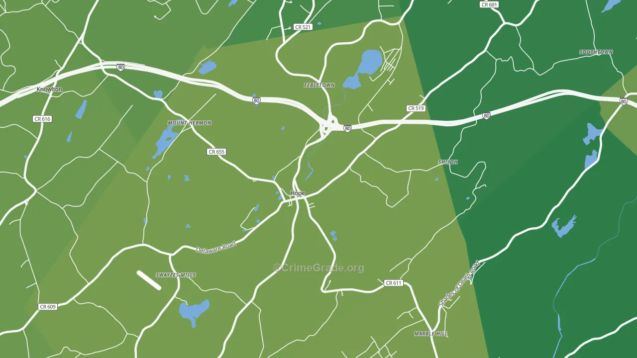 Hope, NJ Map of Murder Rates