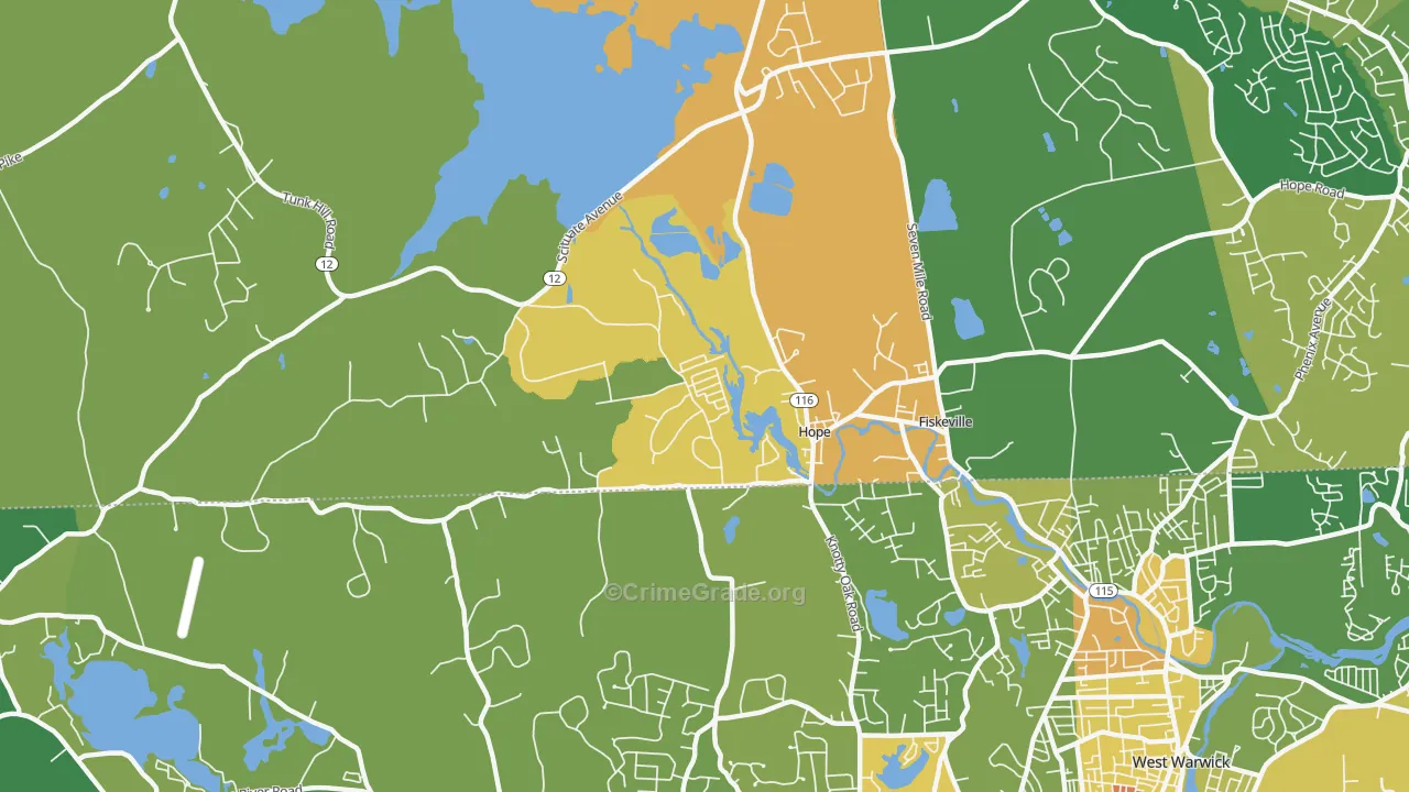 Hope, RI Map of Murder Rates