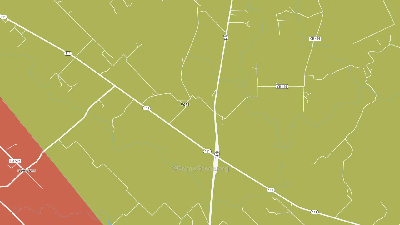 Hope, TX Map of Murder Rates