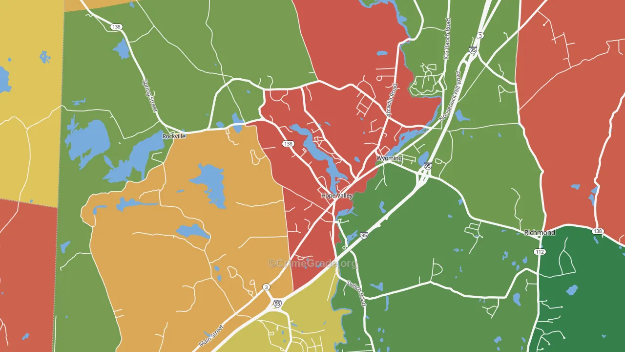 Hope Valley, RI Map of Murder Rates