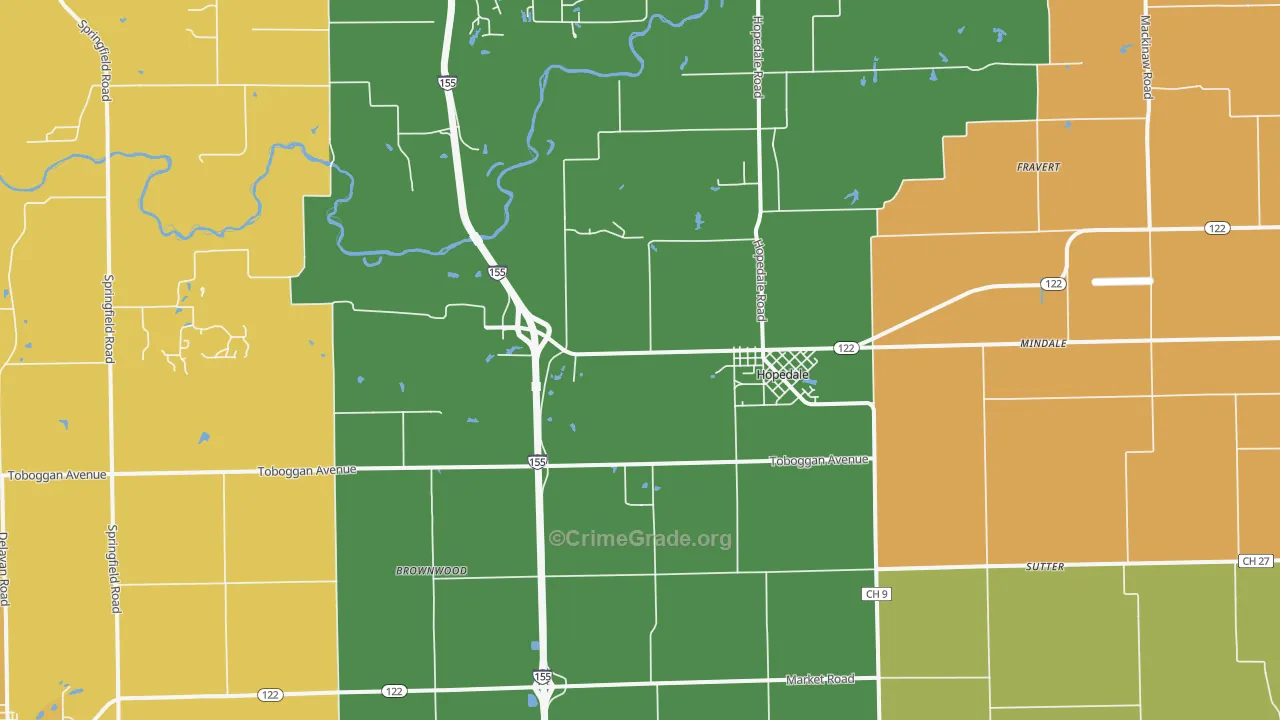Hopedale, IL Map of Murder Rates