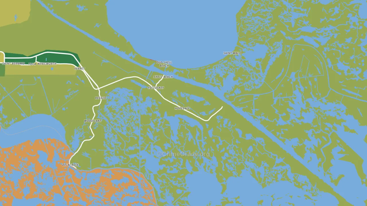 Hopedale, LA Map of Murder Rates