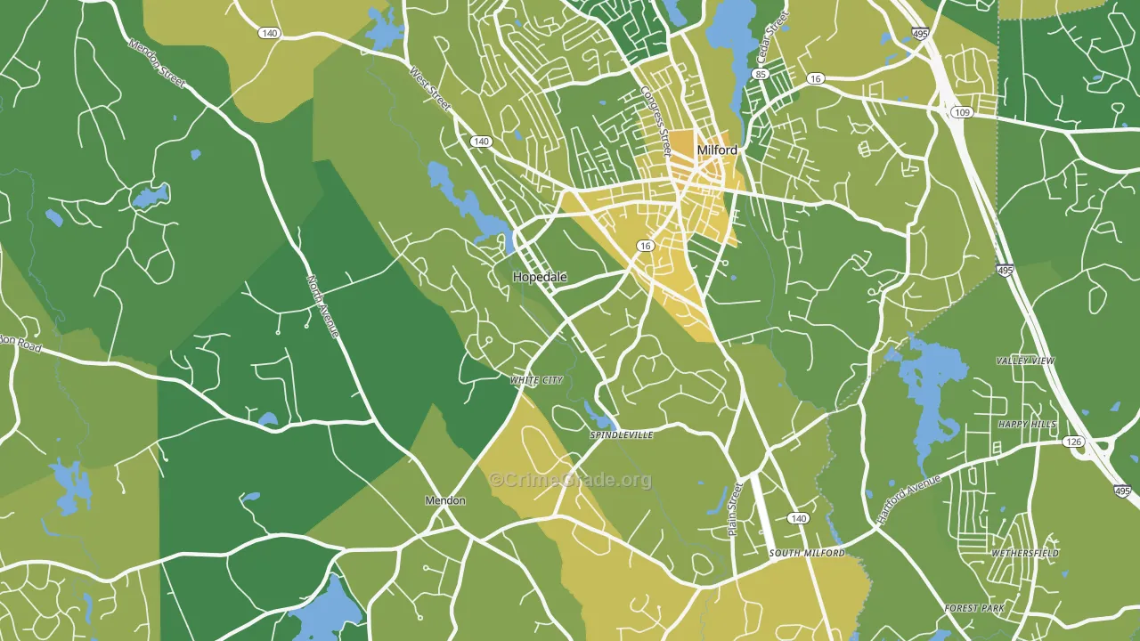 Hopedale, MA Map of Murder Rates