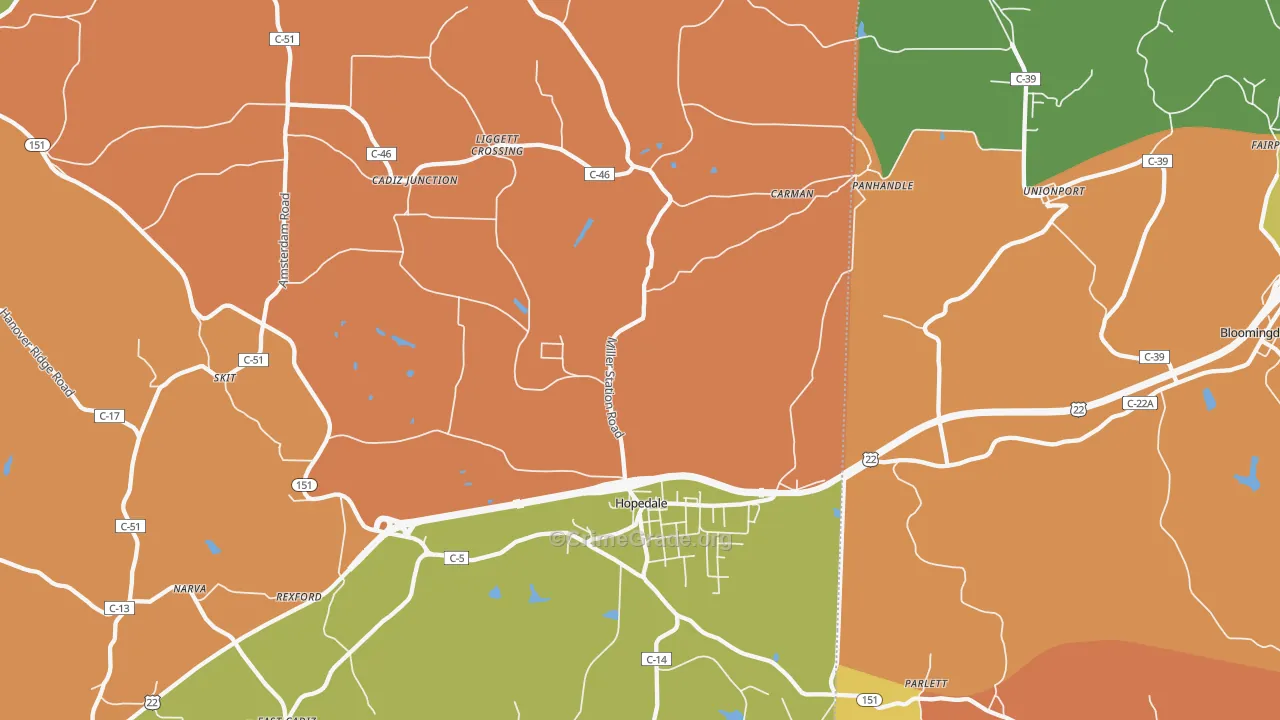 Hopedale, OH Map of Murder Rates