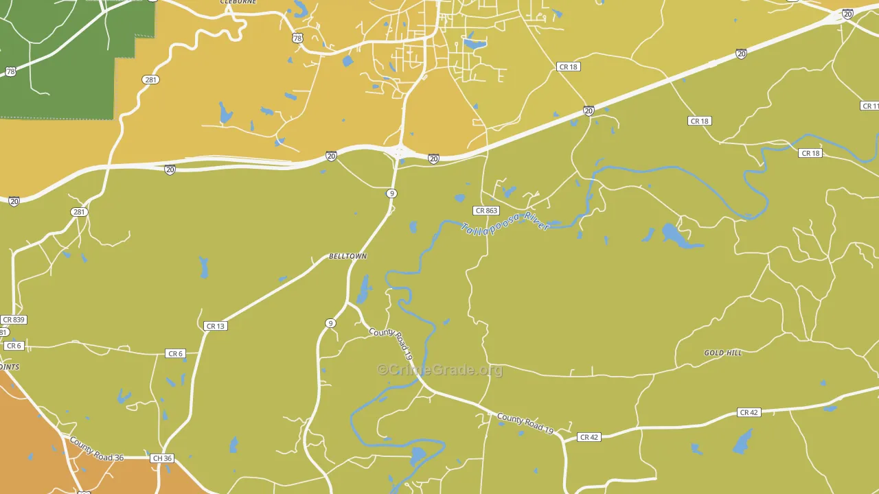 Hopewell, AL Map of Murder Rates