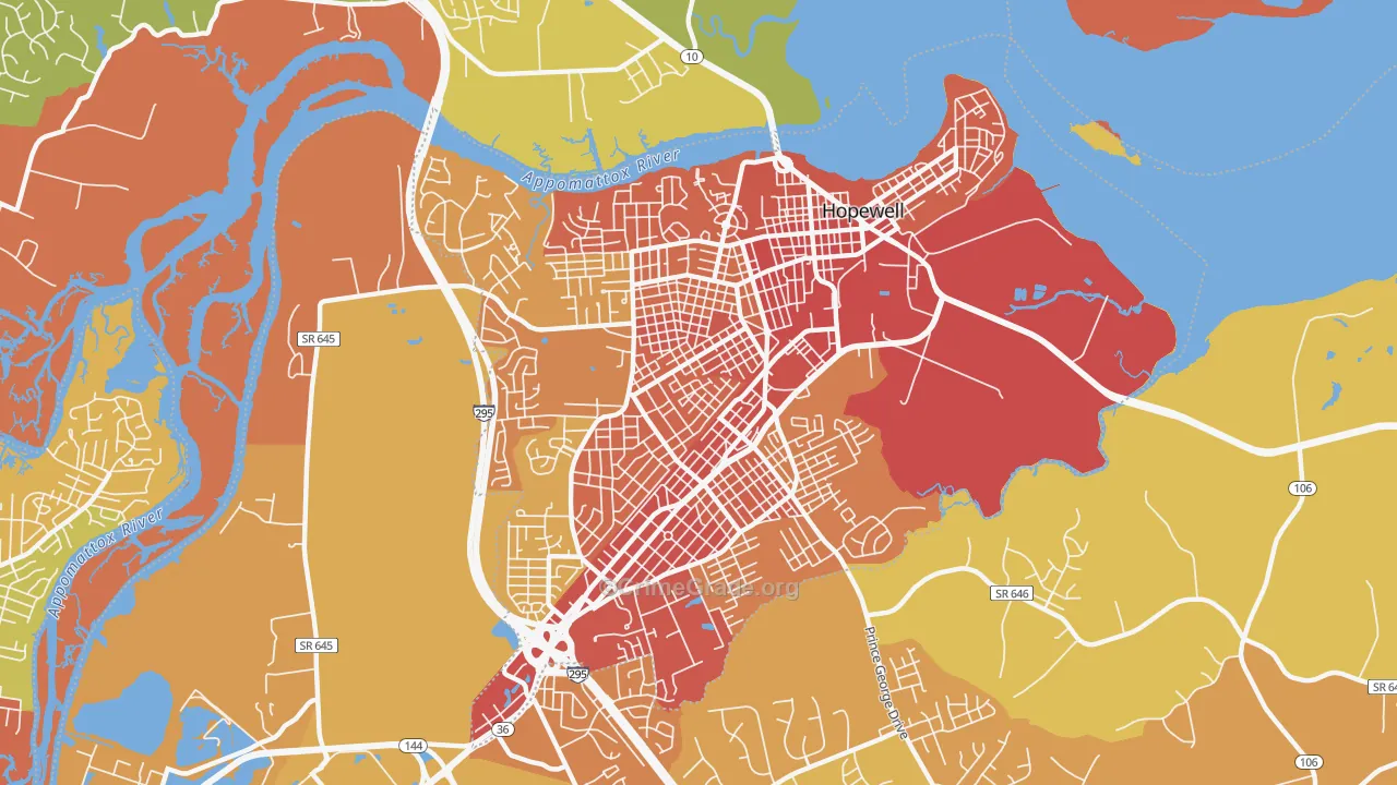 Hopewell City, VA Map of Murder Rates