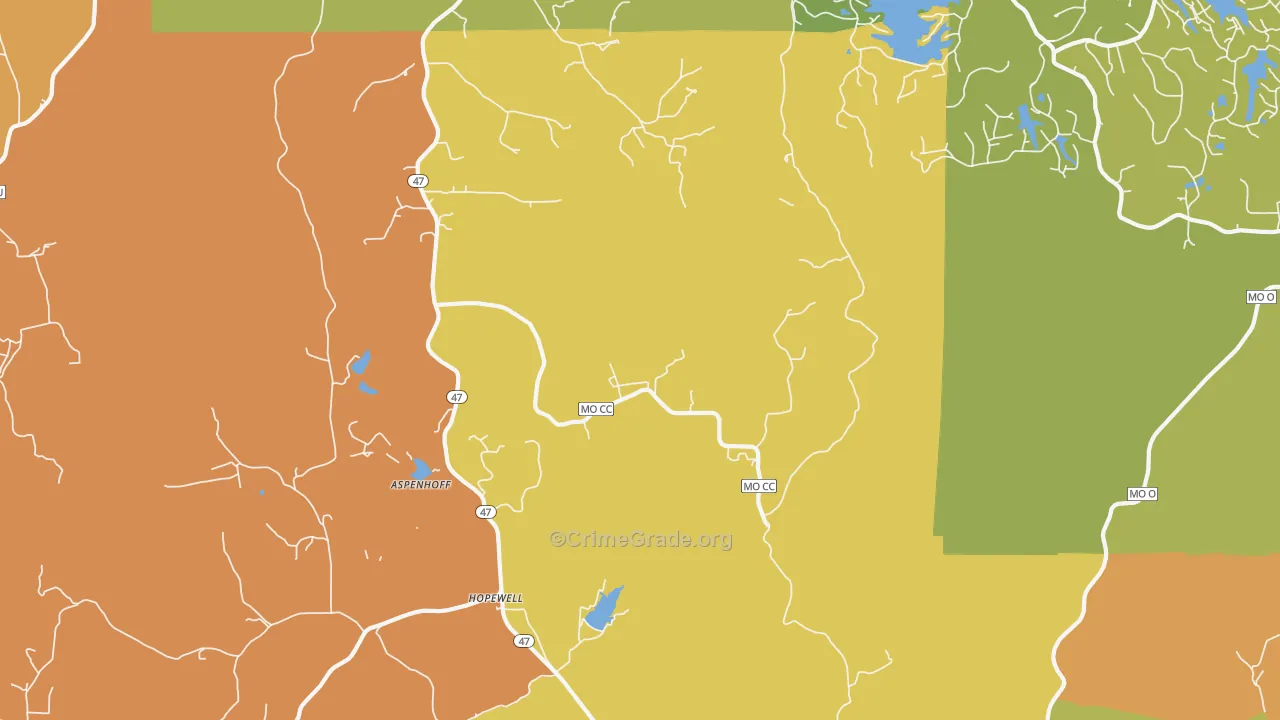 Hopewell, MO Map of Murder Rates