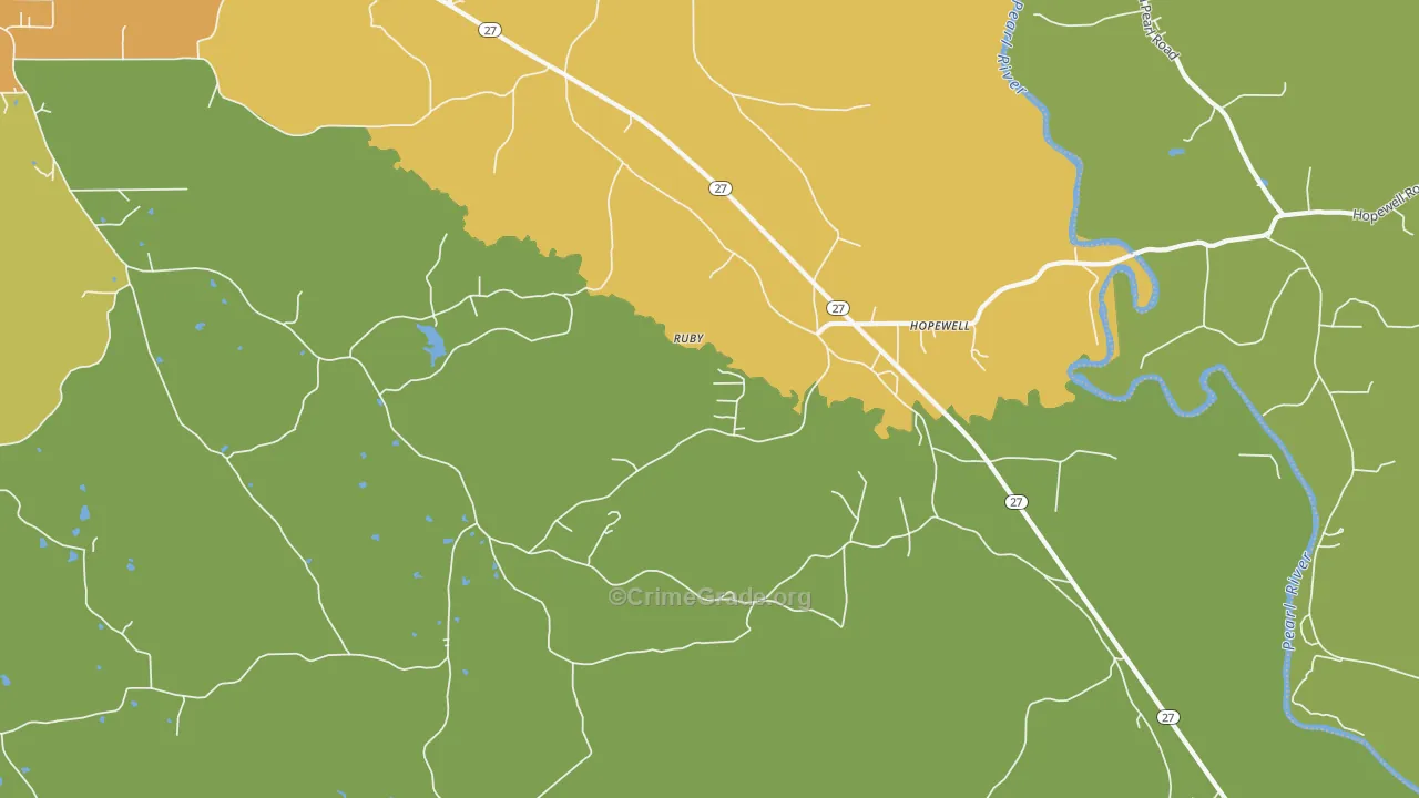 Hopewell, MS Map of Murder Rates