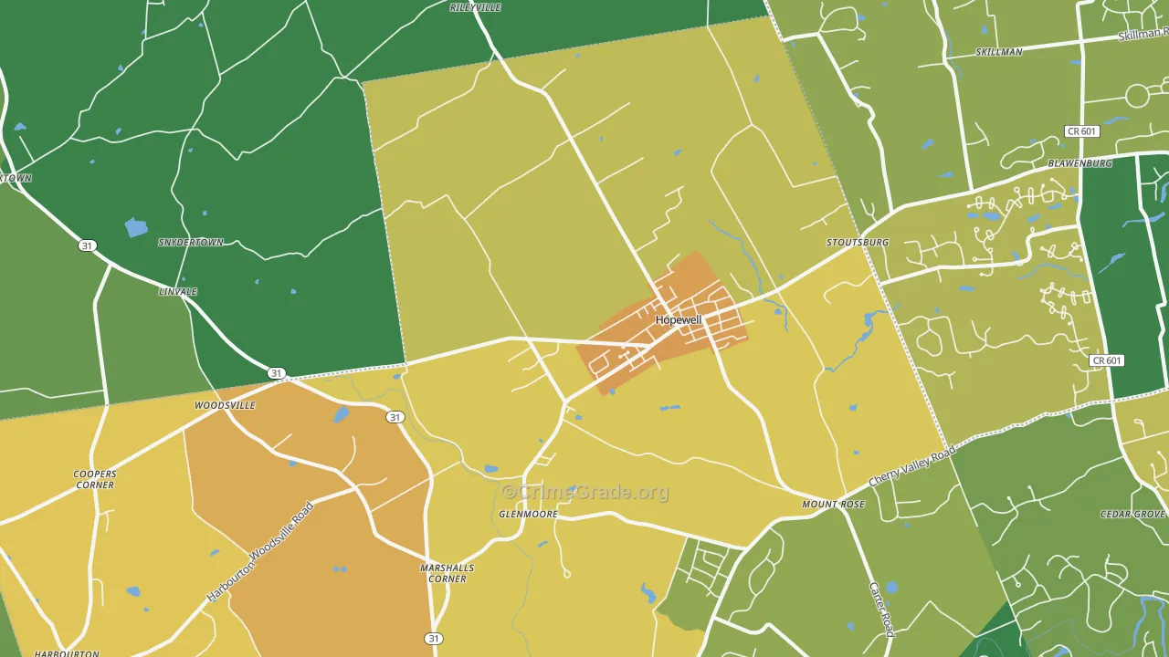 Hopewell, NJ Map of Murder Rates