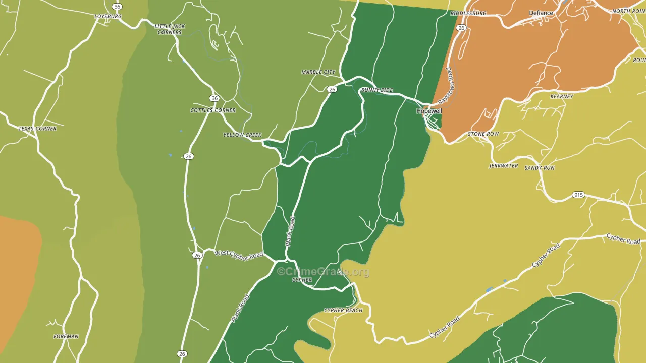 Hopewell, PA Map of Murder Rates