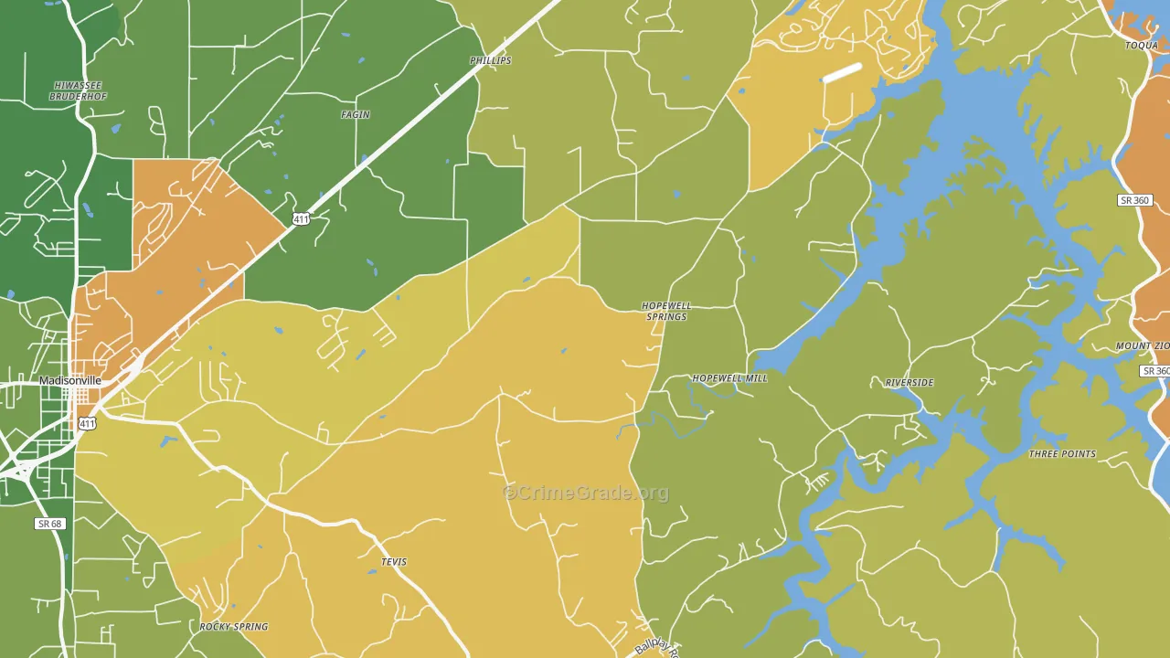 Hopewell Springs, TN Map of Murder Rates