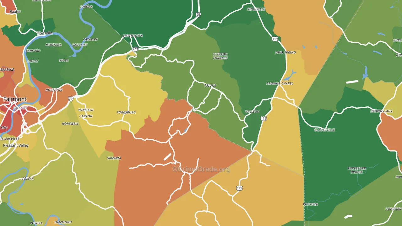 Hopewell, WV Map of Murder Rates