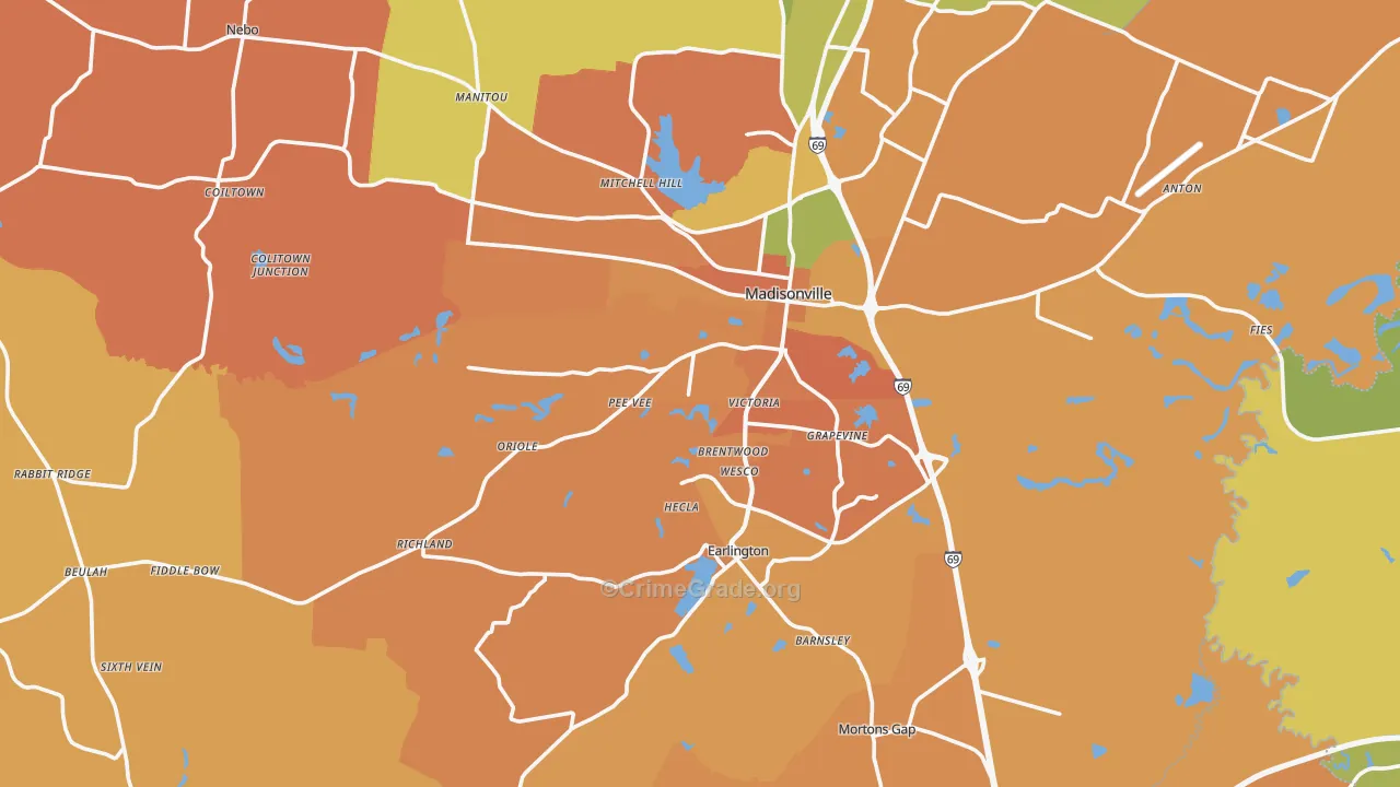 Hopkins County, KY Map of Murder Rates