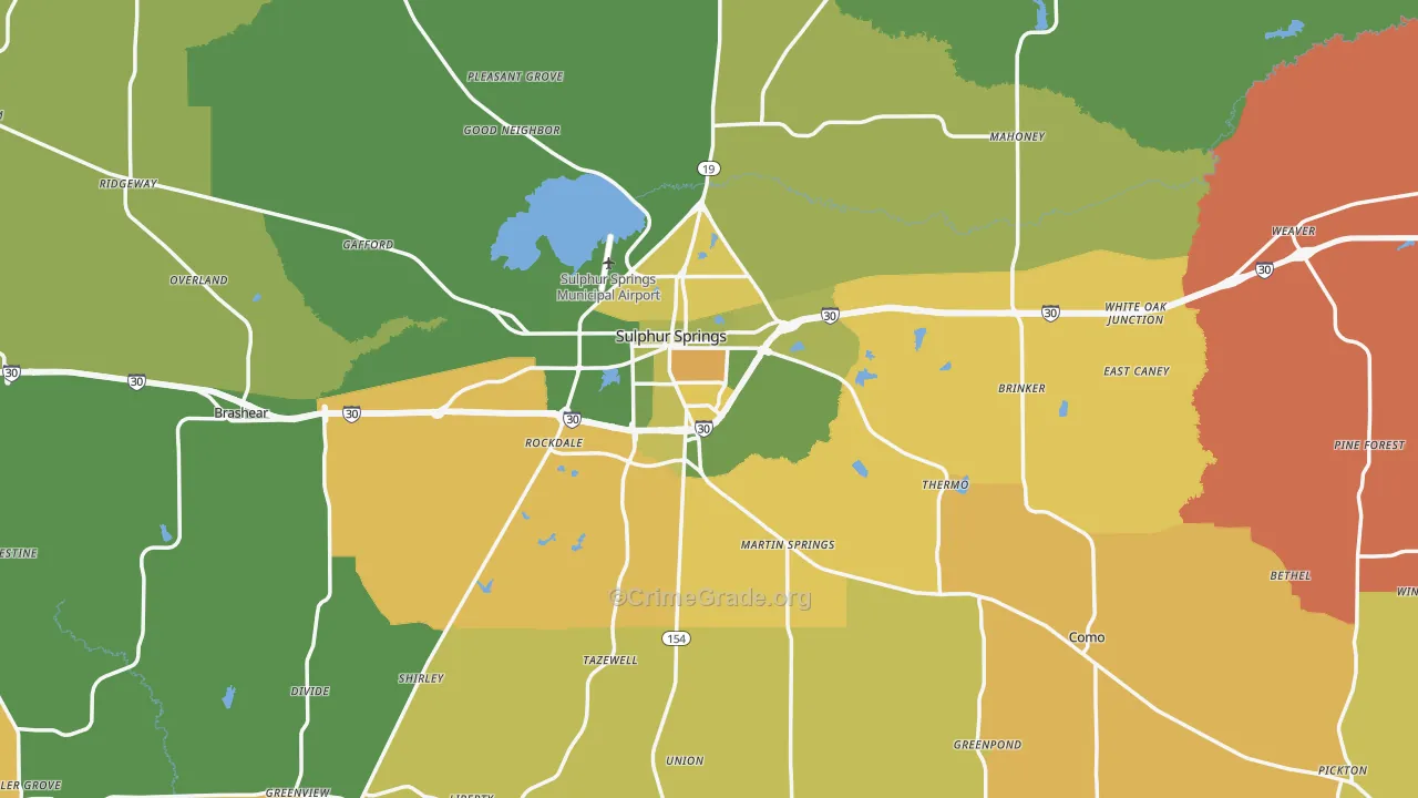 Hopkins County, TX Map of Murder Rates