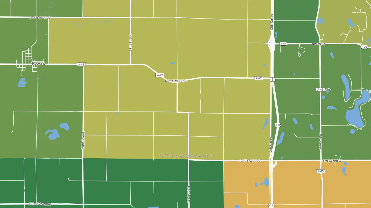 Hopkinsburg, MI Map of Murder Rates