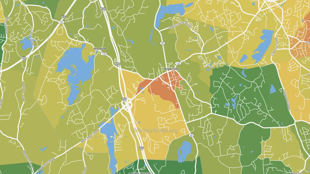 Hopkinton, MA Map of Murder Rates