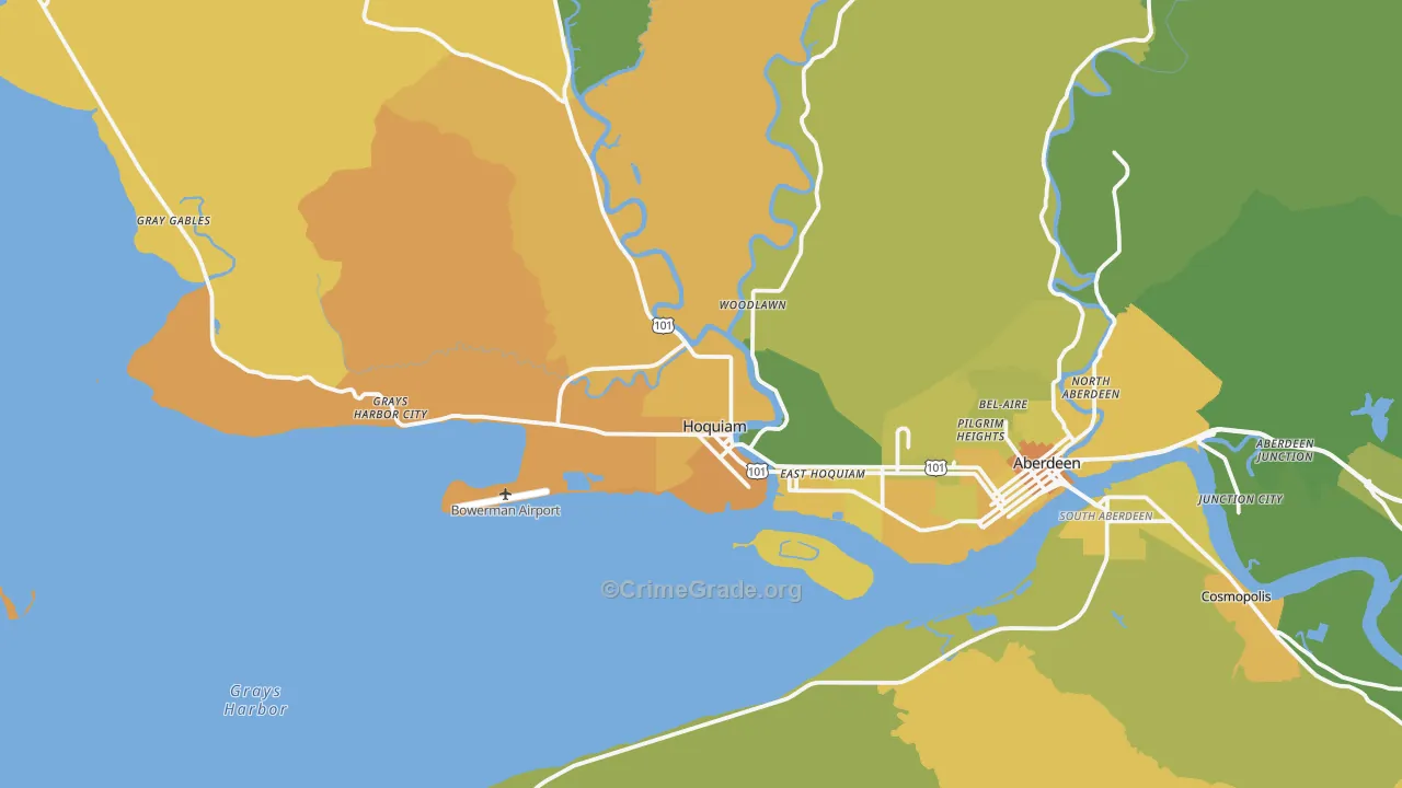 Hoquiam, WA Map of Murder Rates