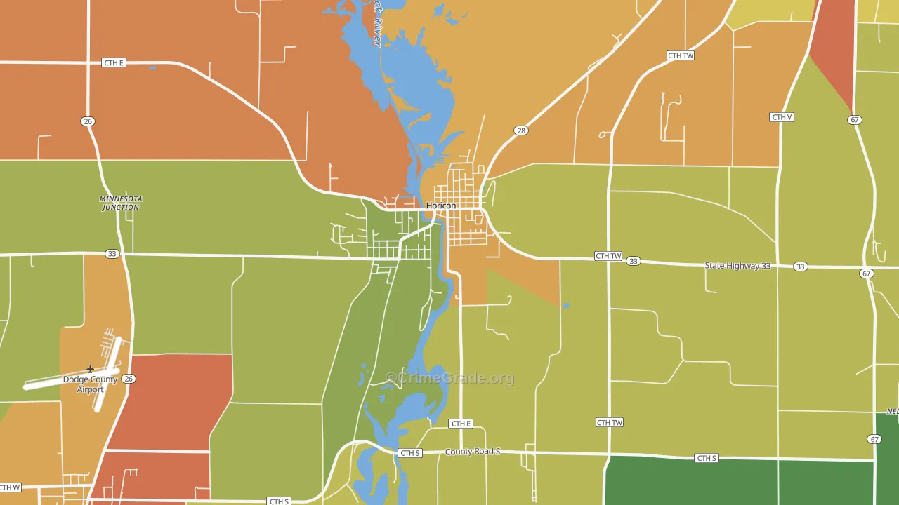 Horicon, WI Map of Murder Rates