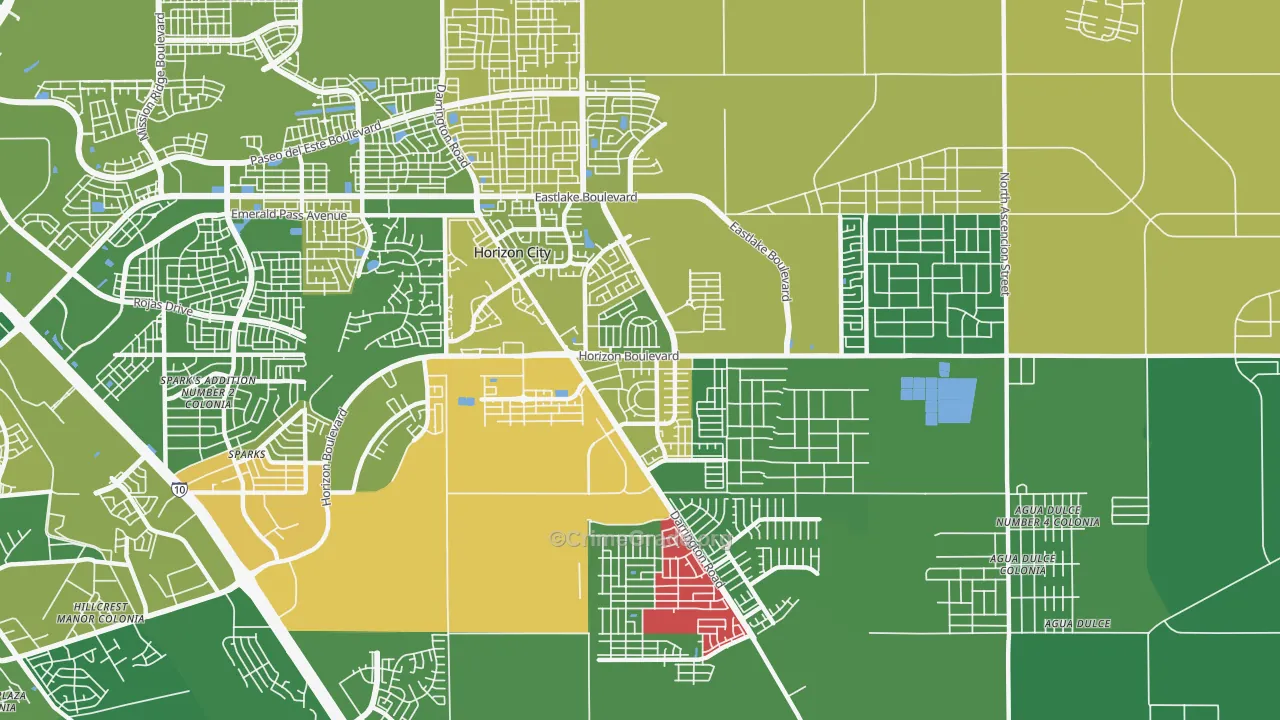 Horizon City, TX Map of Murder Rates