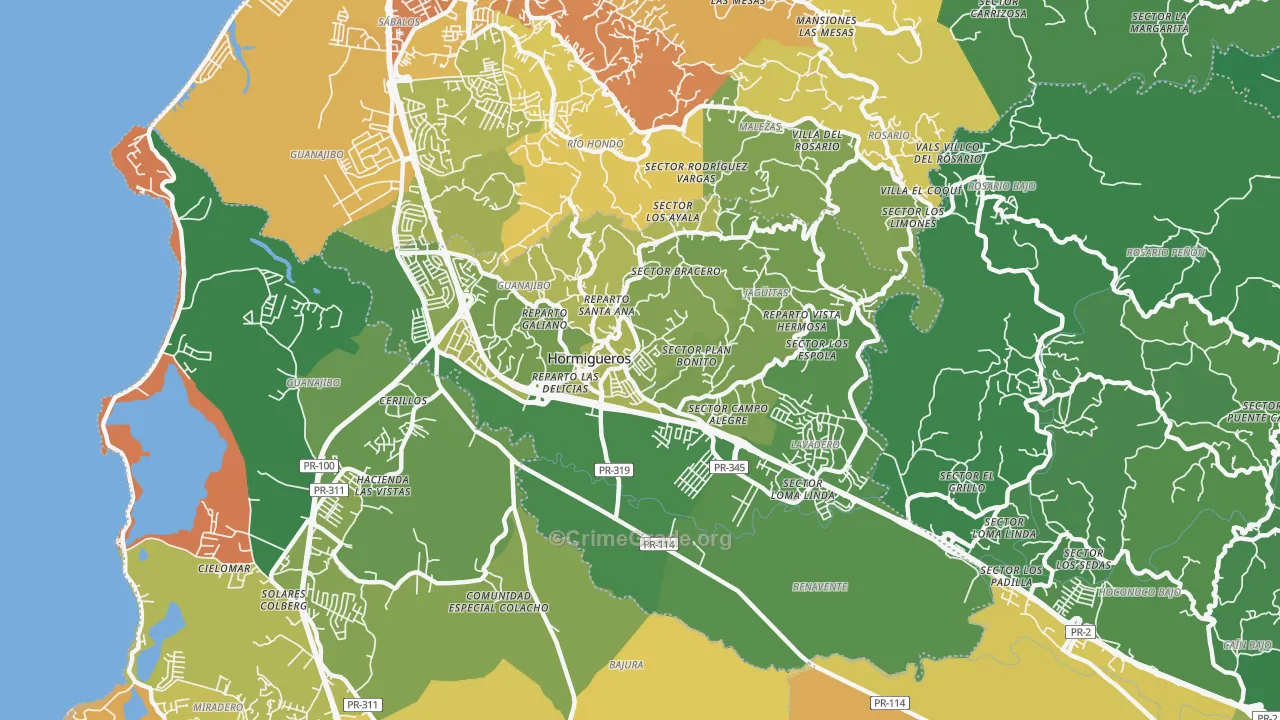 Hormigueros Municipio, PR Map of Murder Rates