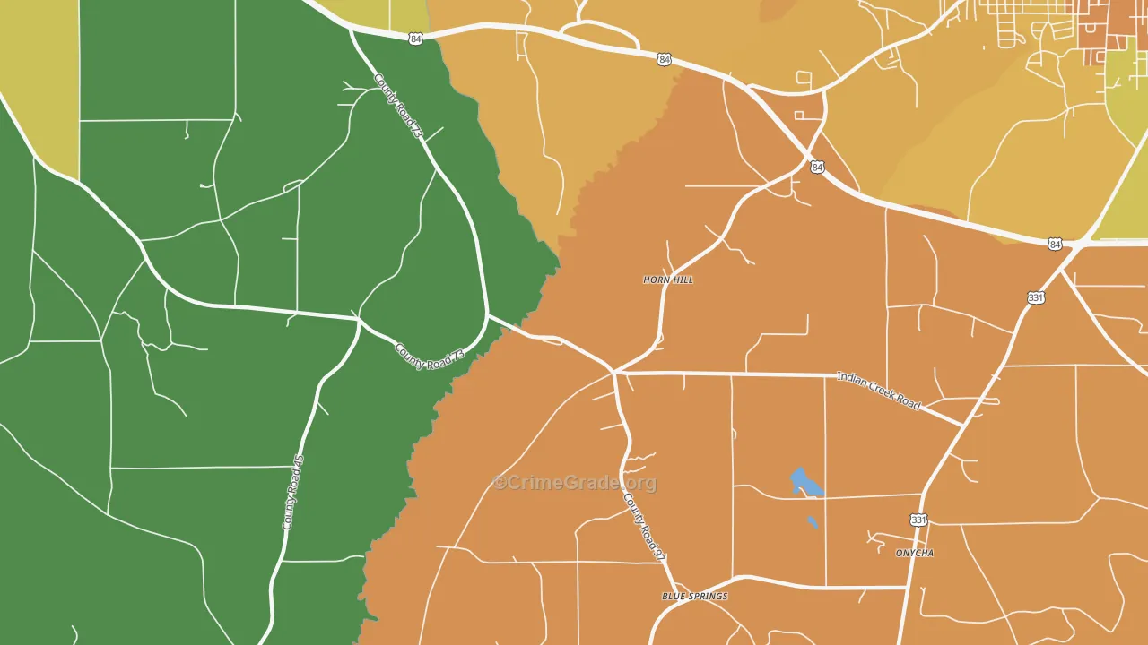 Horn Hill, AL Map of Murder Rates