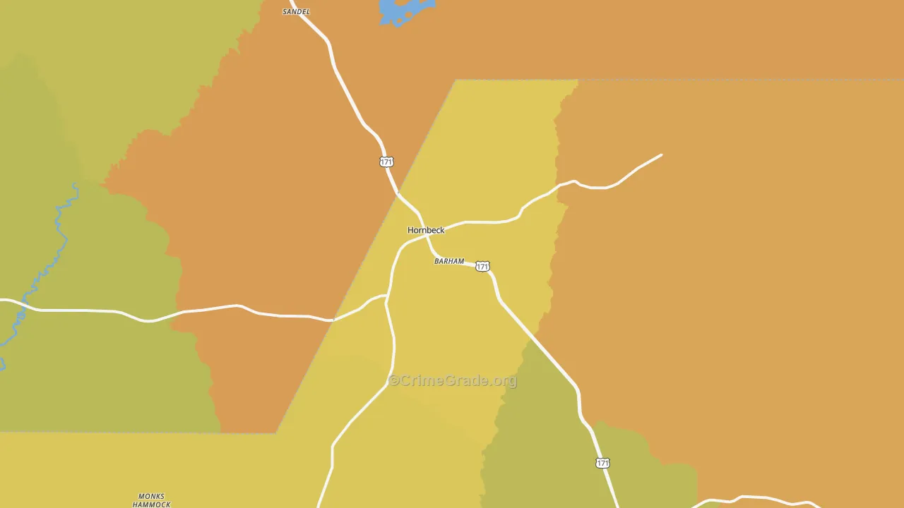 Hornbeck, LA Map of Murder Rates