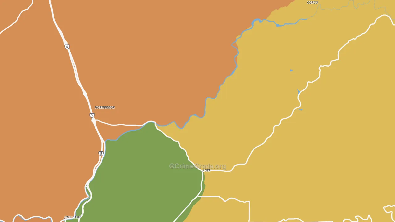Hornbrook, CA Map of Murder Rates