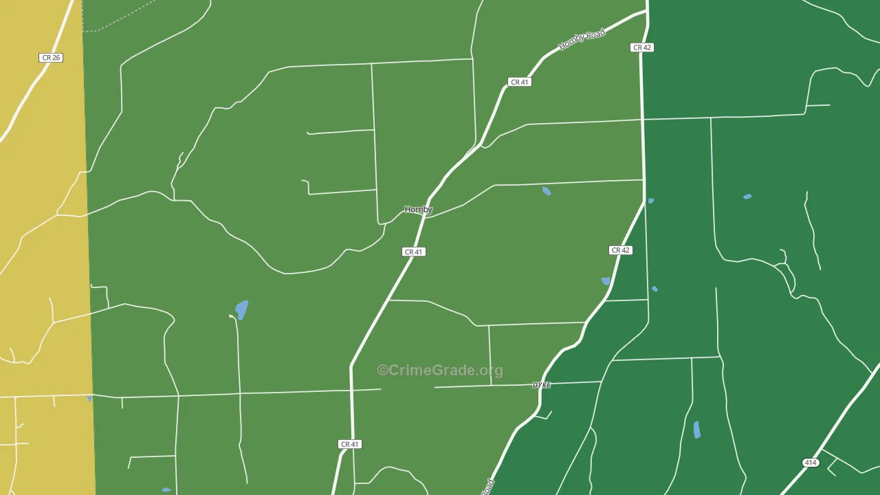 Hornby, NY Map of Murder Rates