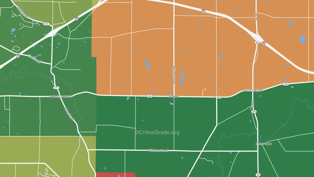 Hornby, PA Map of Murder Rates