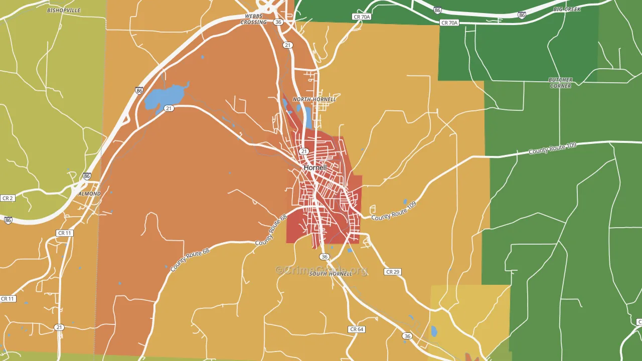Hornell, NY Map of Murder Rates