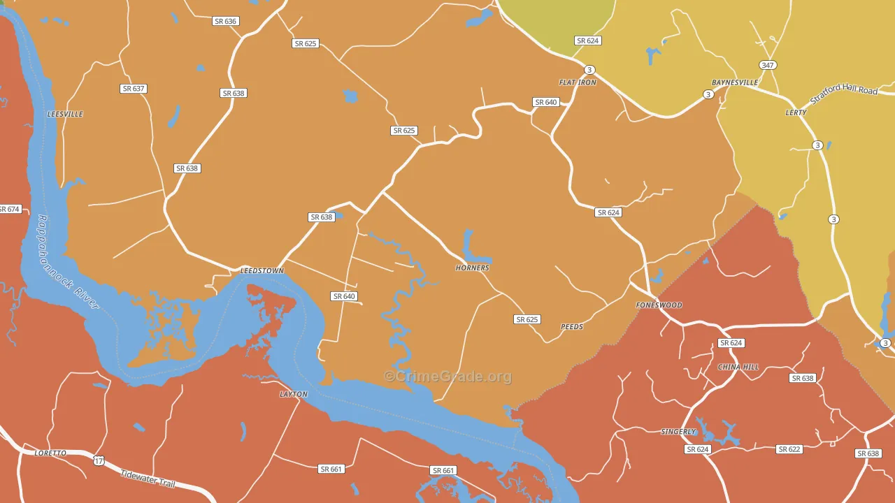 Horners, VA Map of Murder Rates