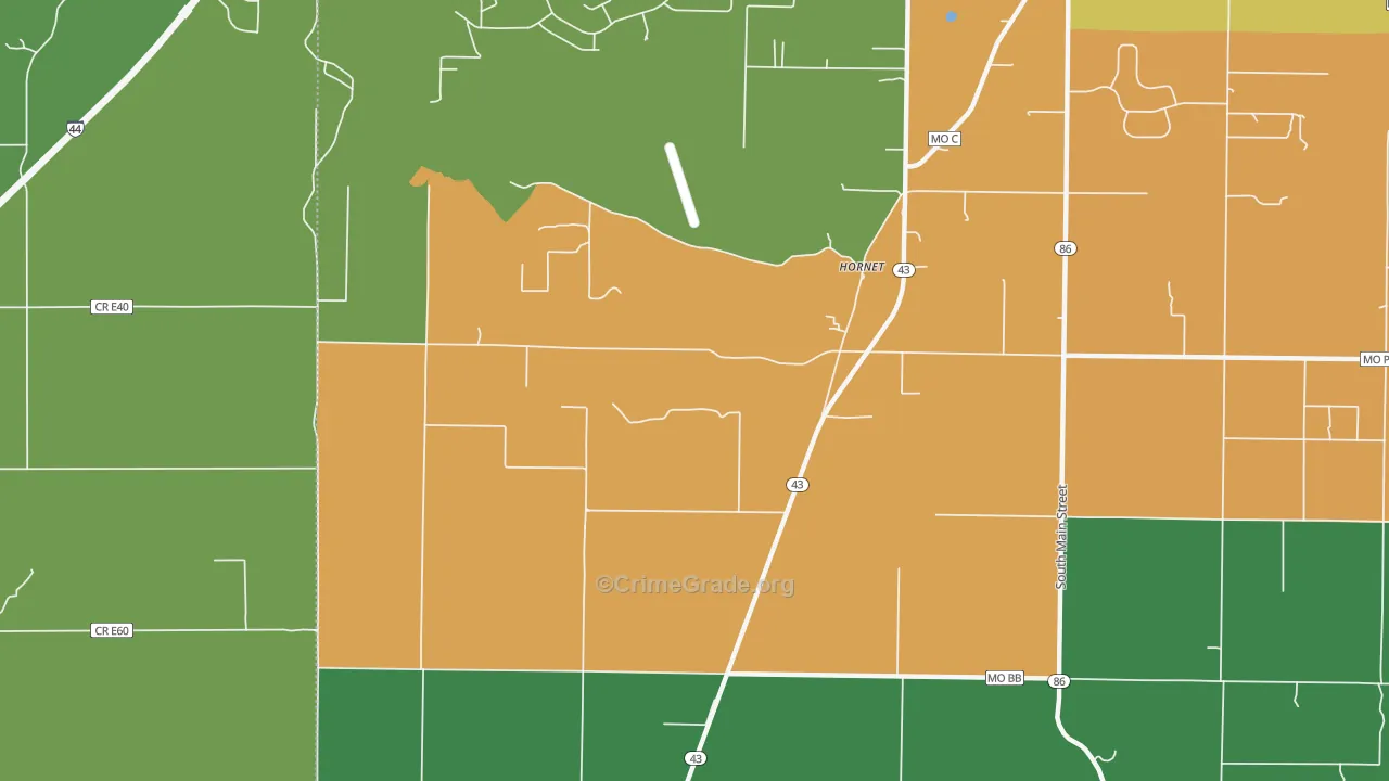Hornet, MO Map of Murder Rates
