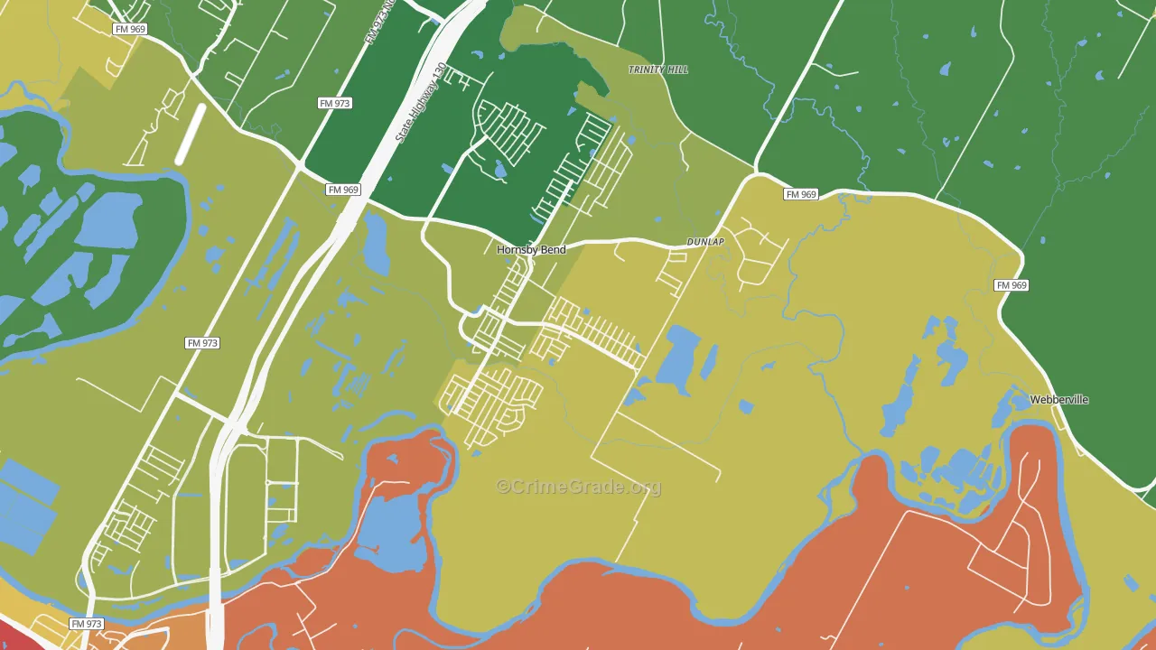 Hornsby Bend, TX Map of Murder Rates
