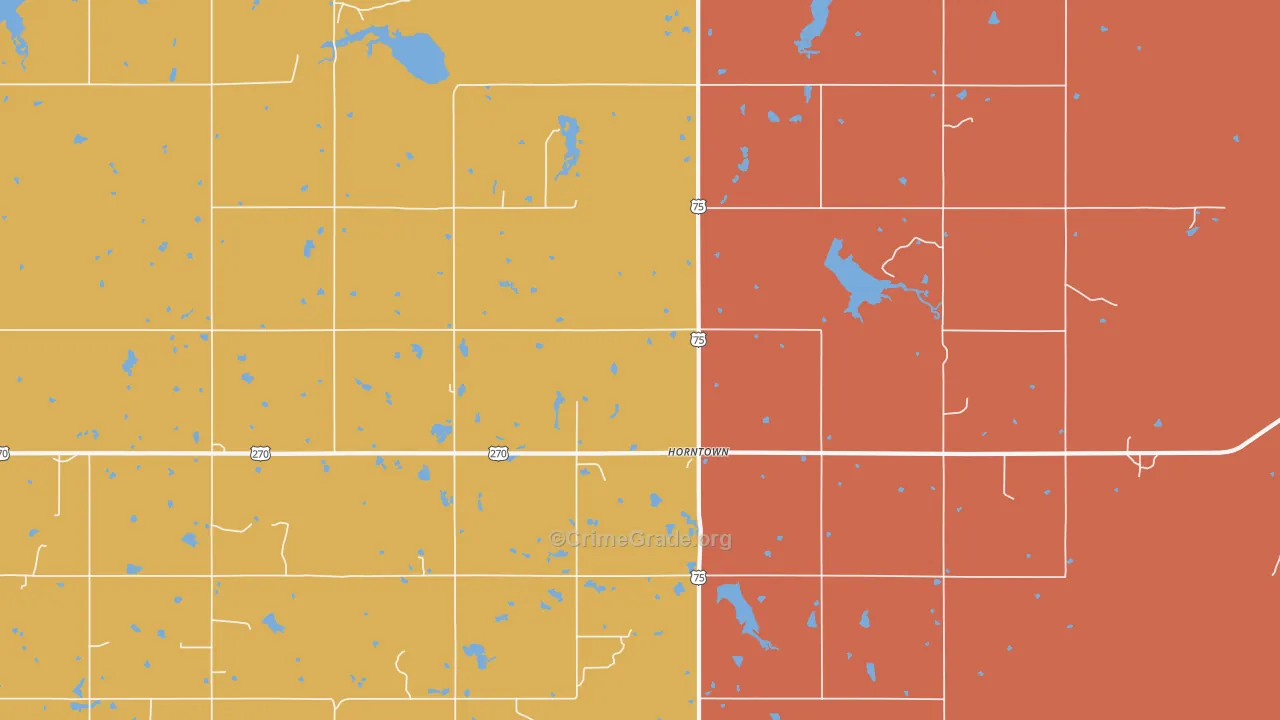 Horntown, OK Map of Murder Rates