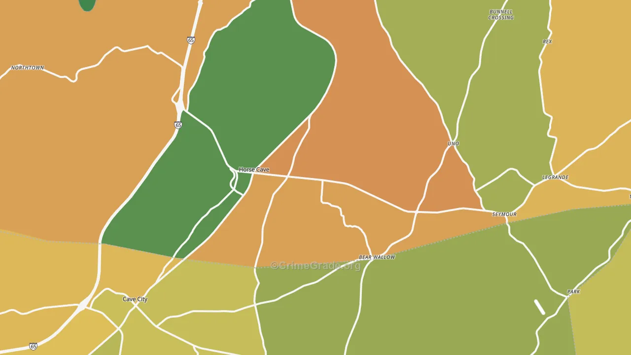 Horse Cave, KY Map of Murder Rates