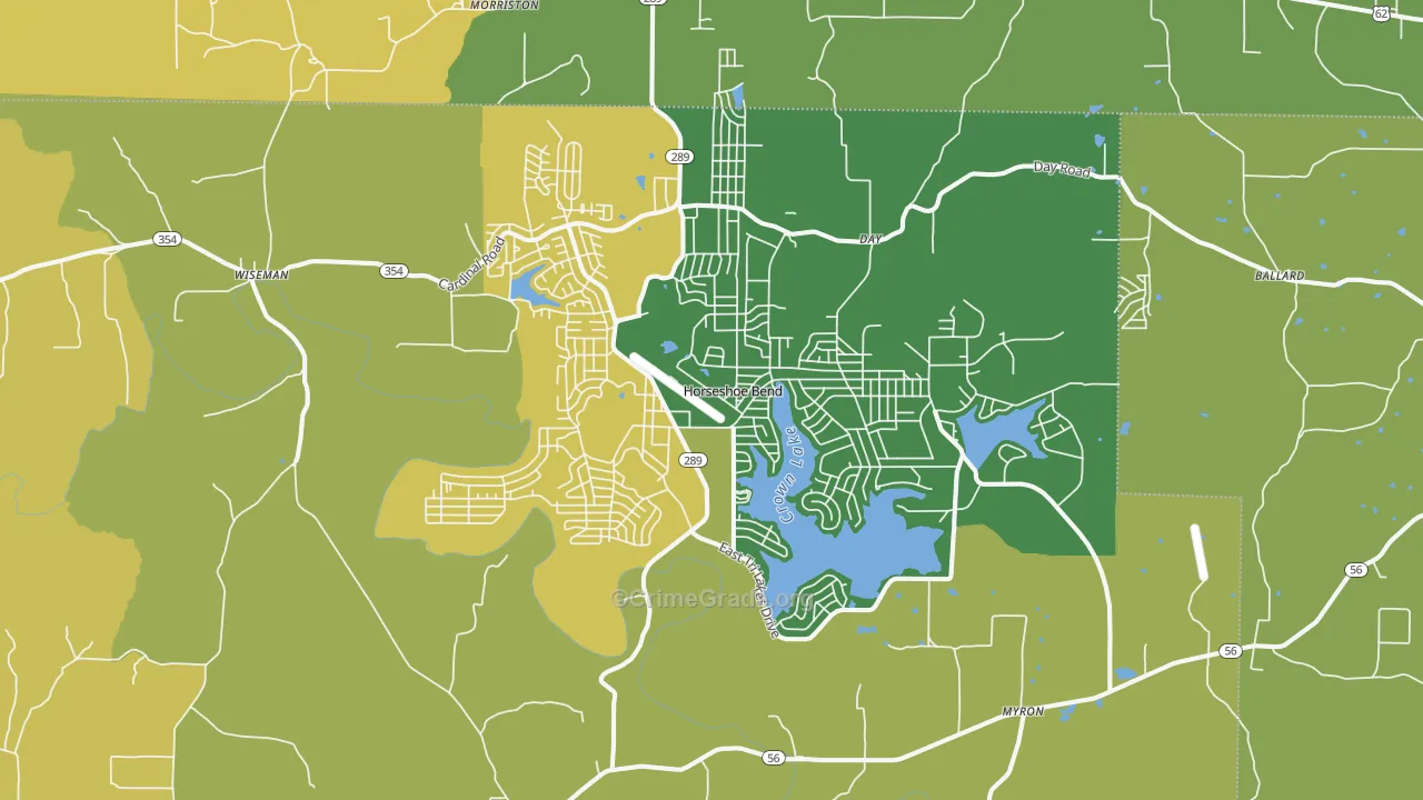 Horseshoe Bend, AR Map of Murder Rates