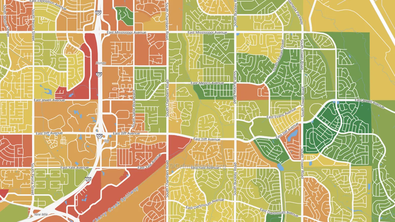 Horseshoe Park, Aurora, CO Map of Murder Rates