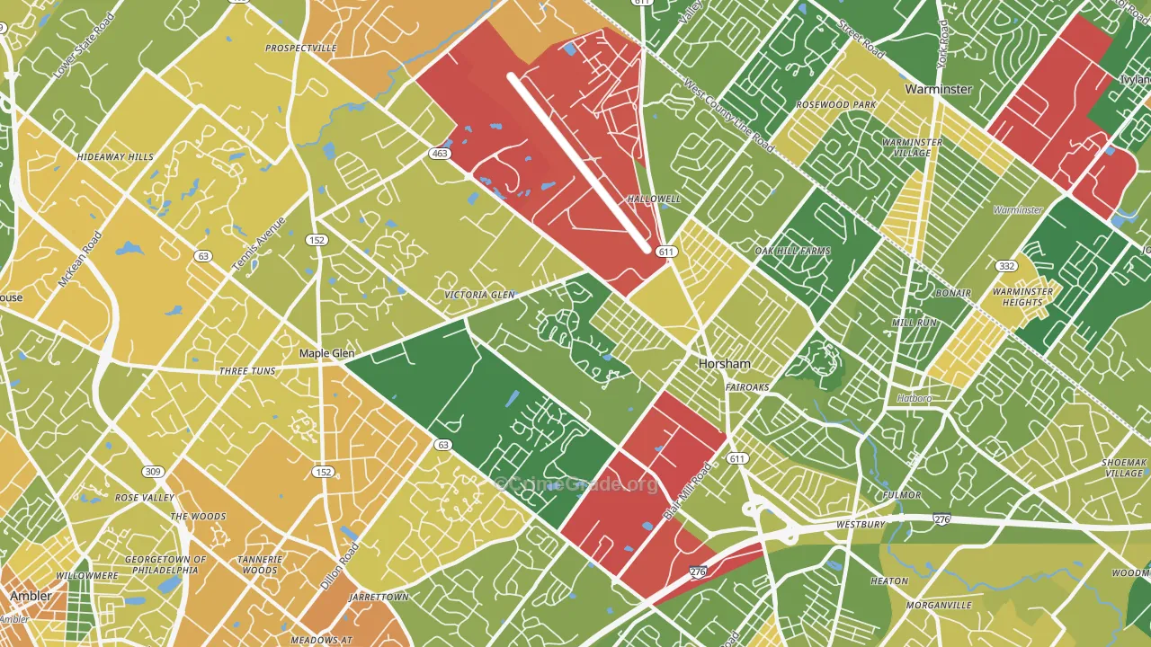 Horsham, PA Map of Murder Rates