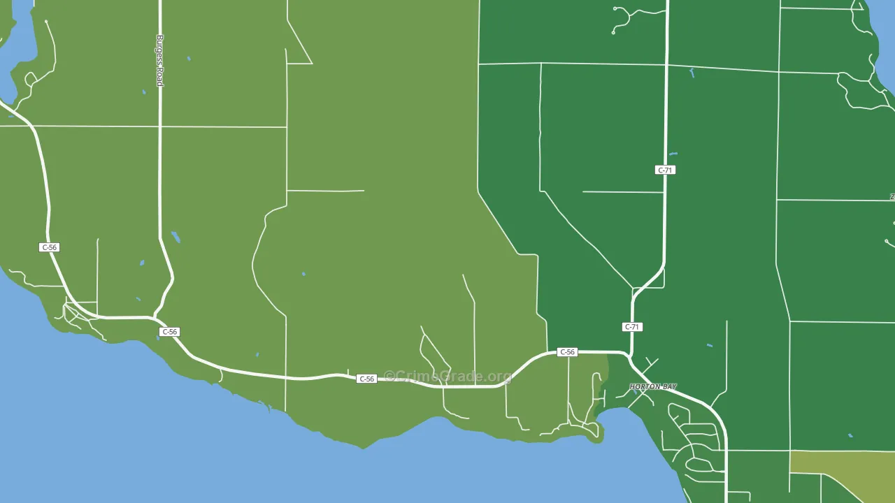 Horton Bay, MI Map of Murder Rates