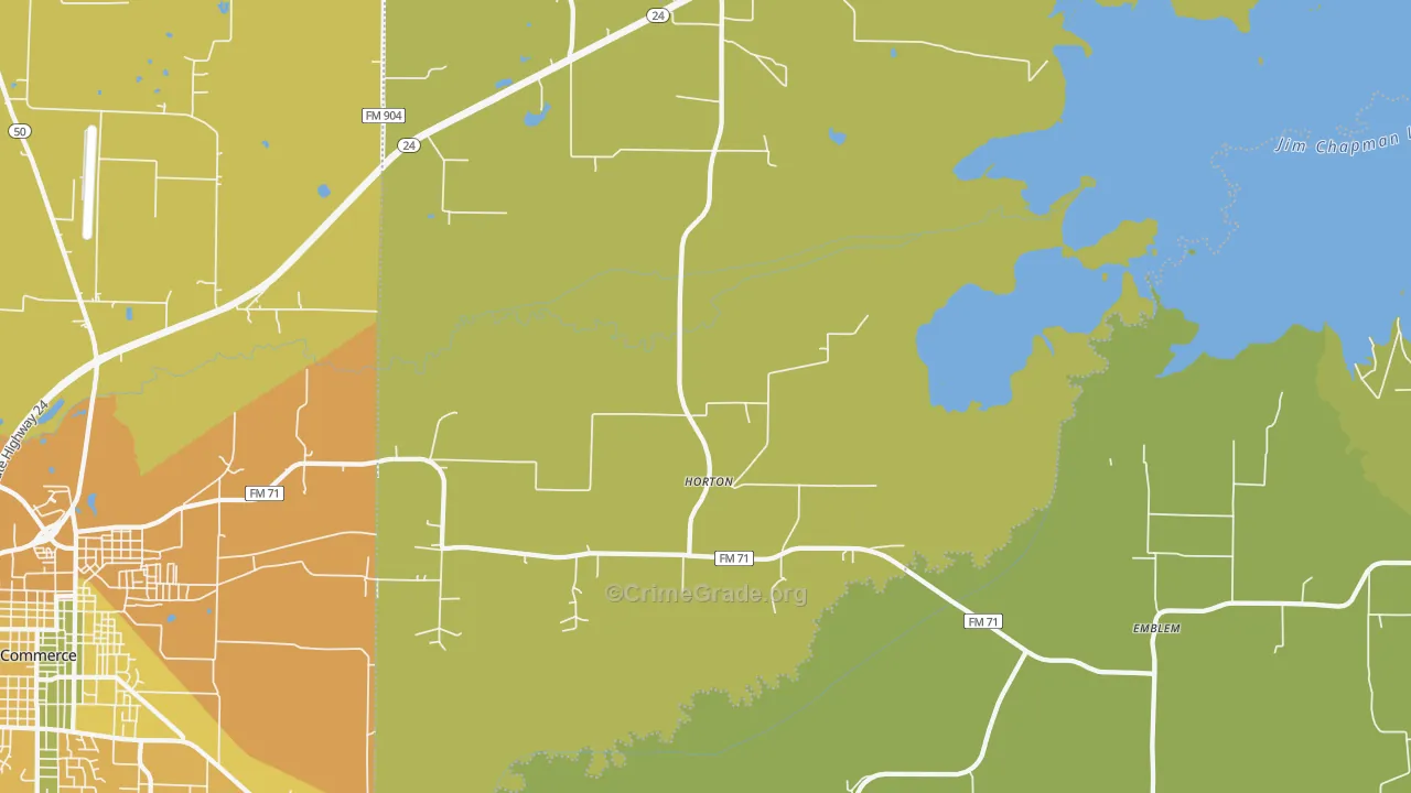 Horton, TX Map of Murder Rates
