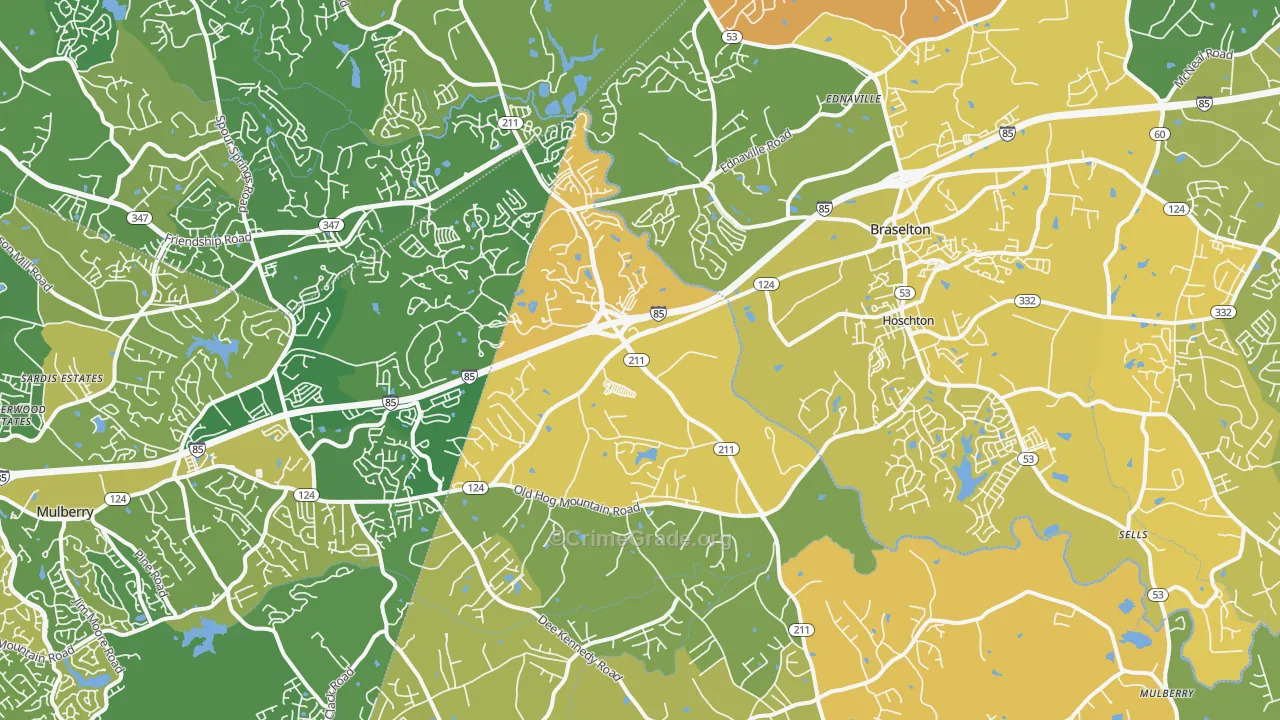 Hoschton, GA Map of Murder Rates