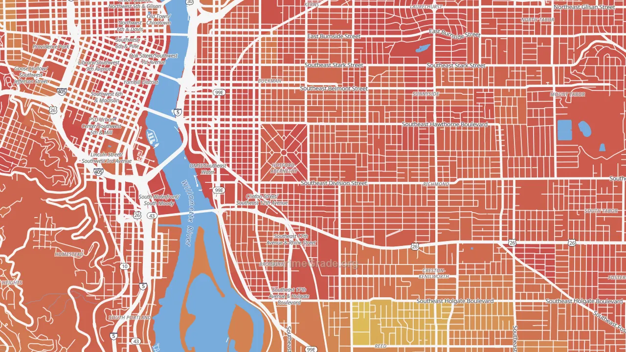 Hosford-Abernethy, Portland, OR Map of Murder Rates