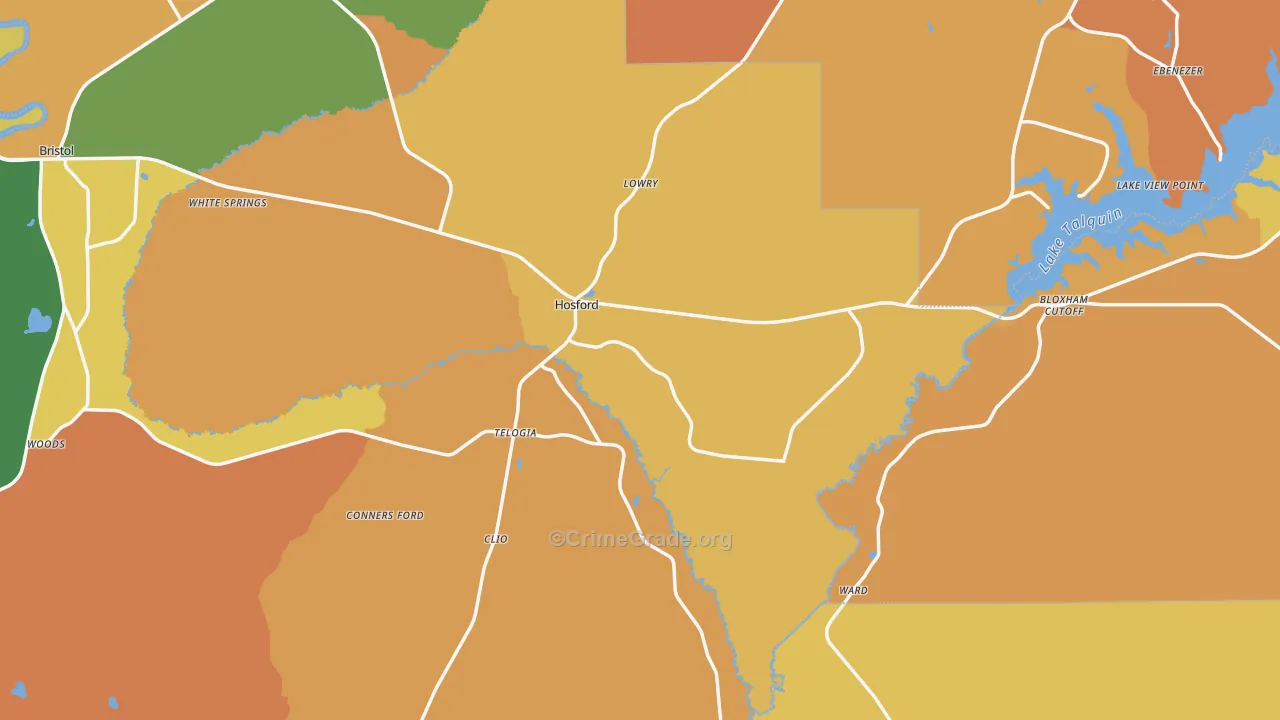 Hosford, FL Map of Murder Rates