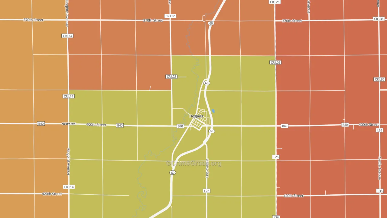 Hospers, IA Map of Murder Rates