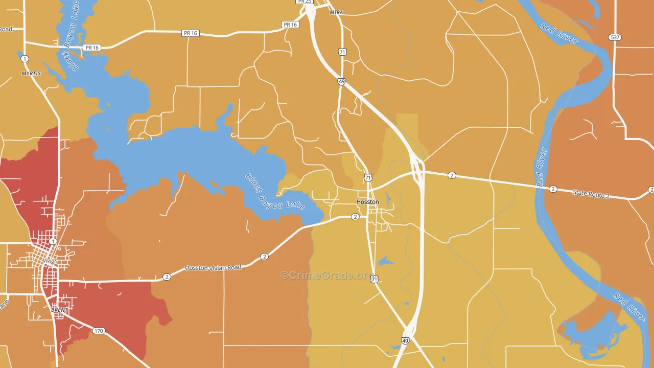 Hosston, LA Map of Murder Rates