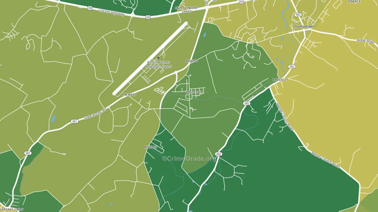Hostetter, PA Map of Murder Rates