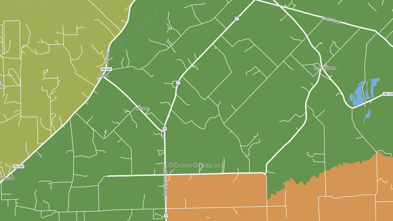 Hostyn, TX Map of Murder Rates