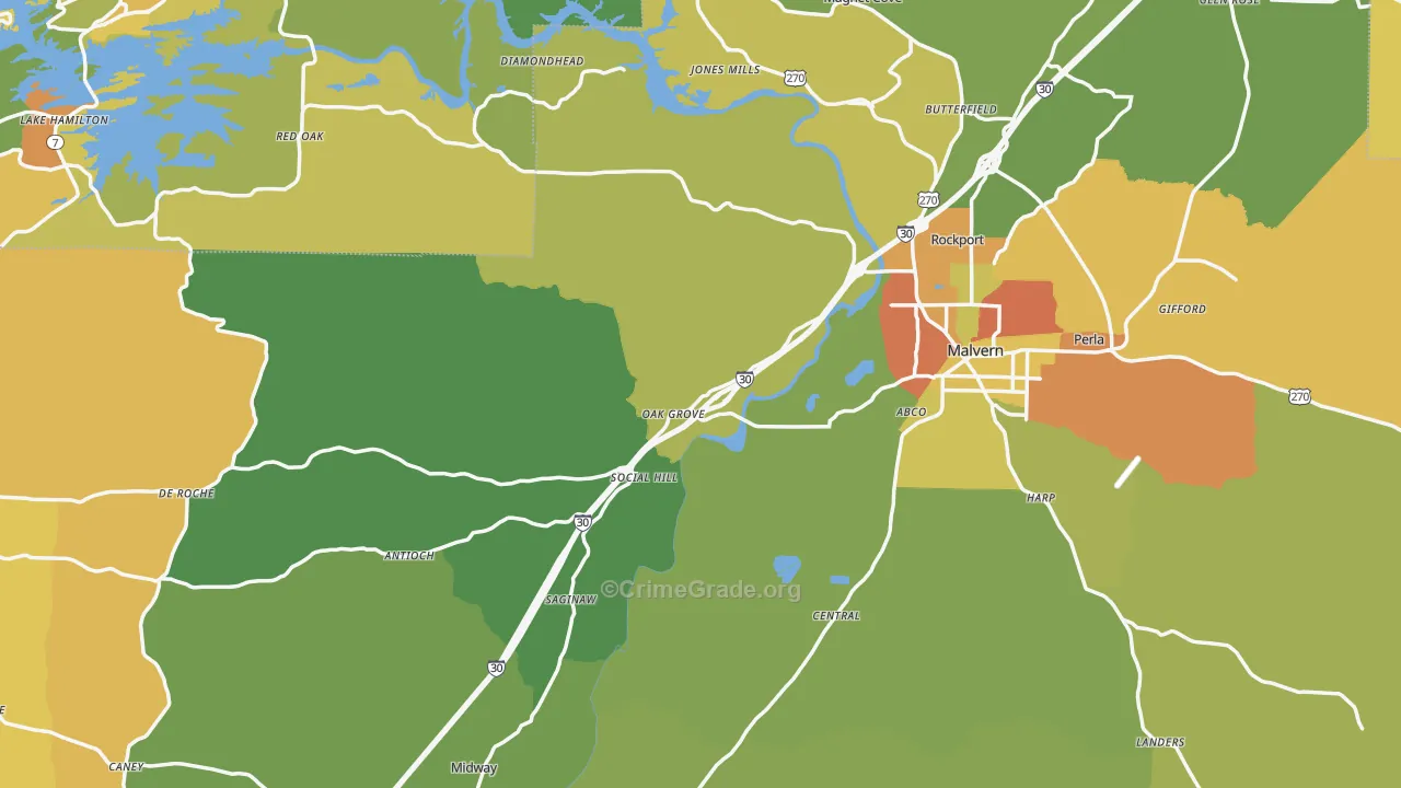 Hot Spring County, AR Map of Murder Rates