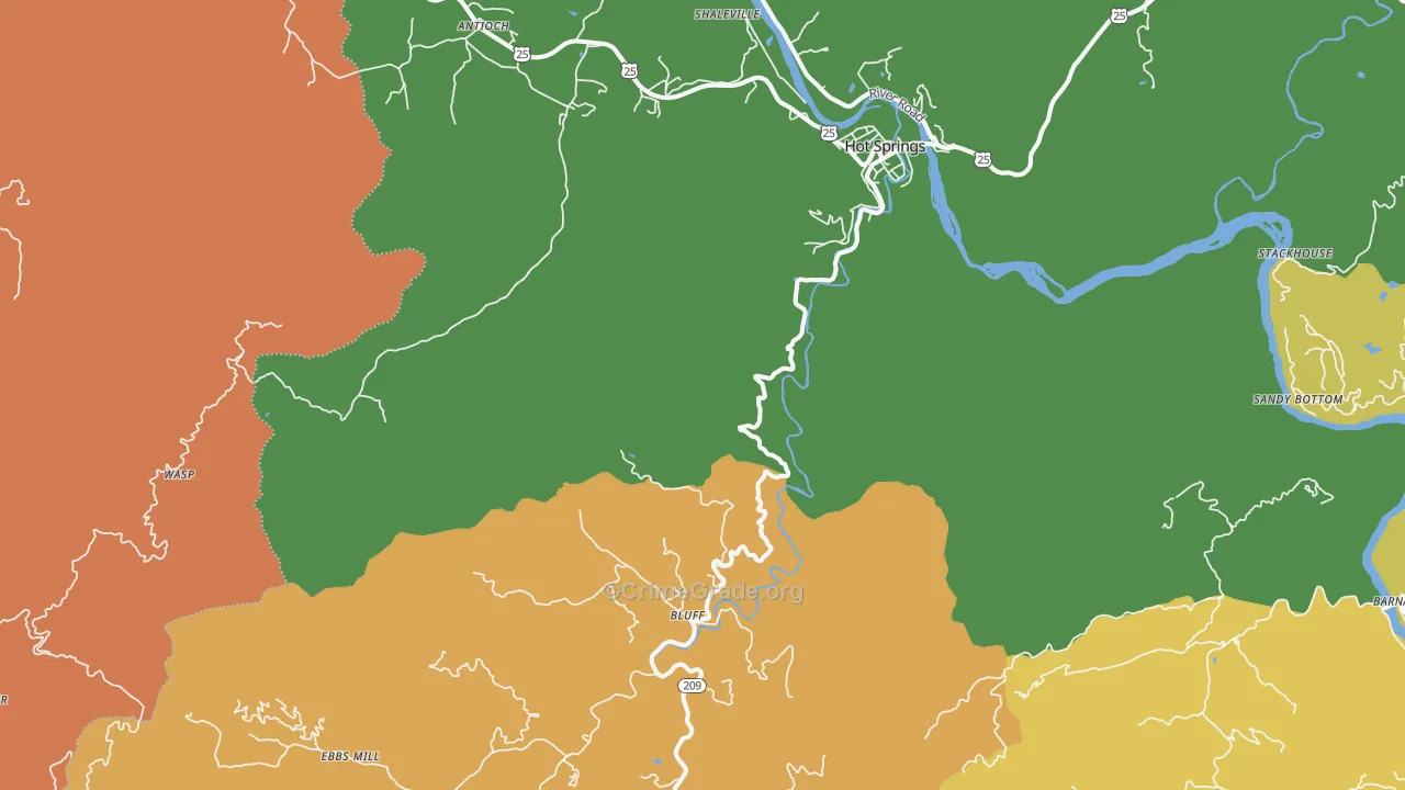 Hot Springs, NC Map of Murder Rates