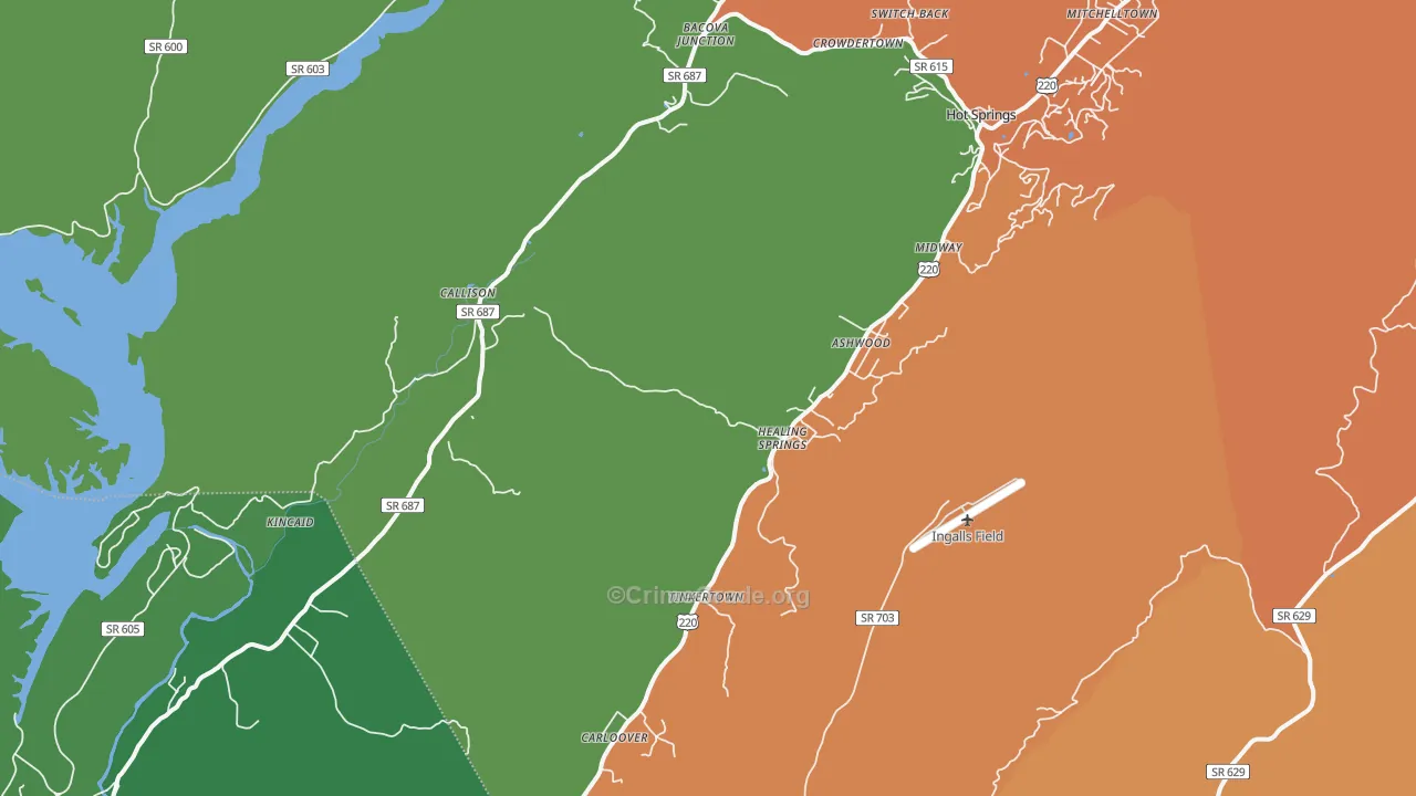 Hot Springs, VA Map of Murder Rates